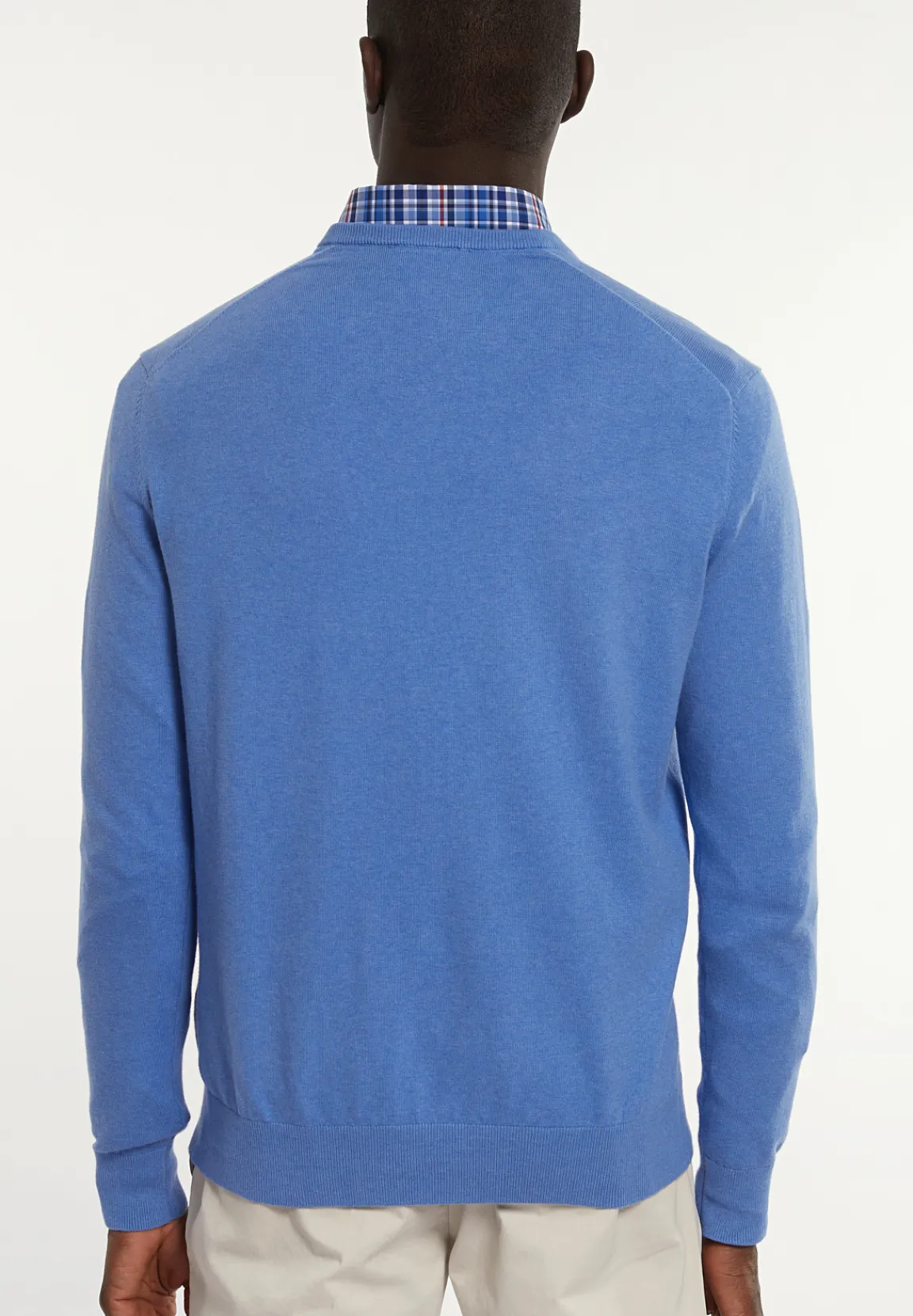 Sale River Woods Normal fit katoenen basic V-hals trui blue azure mix -
