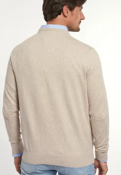Best River Woods Normal fit katoenen basic trui ronde hals sand mix -