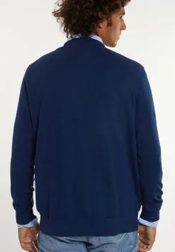 Fashion River Woods Normal fit katoenen basic trui ronde hals night denim mix -