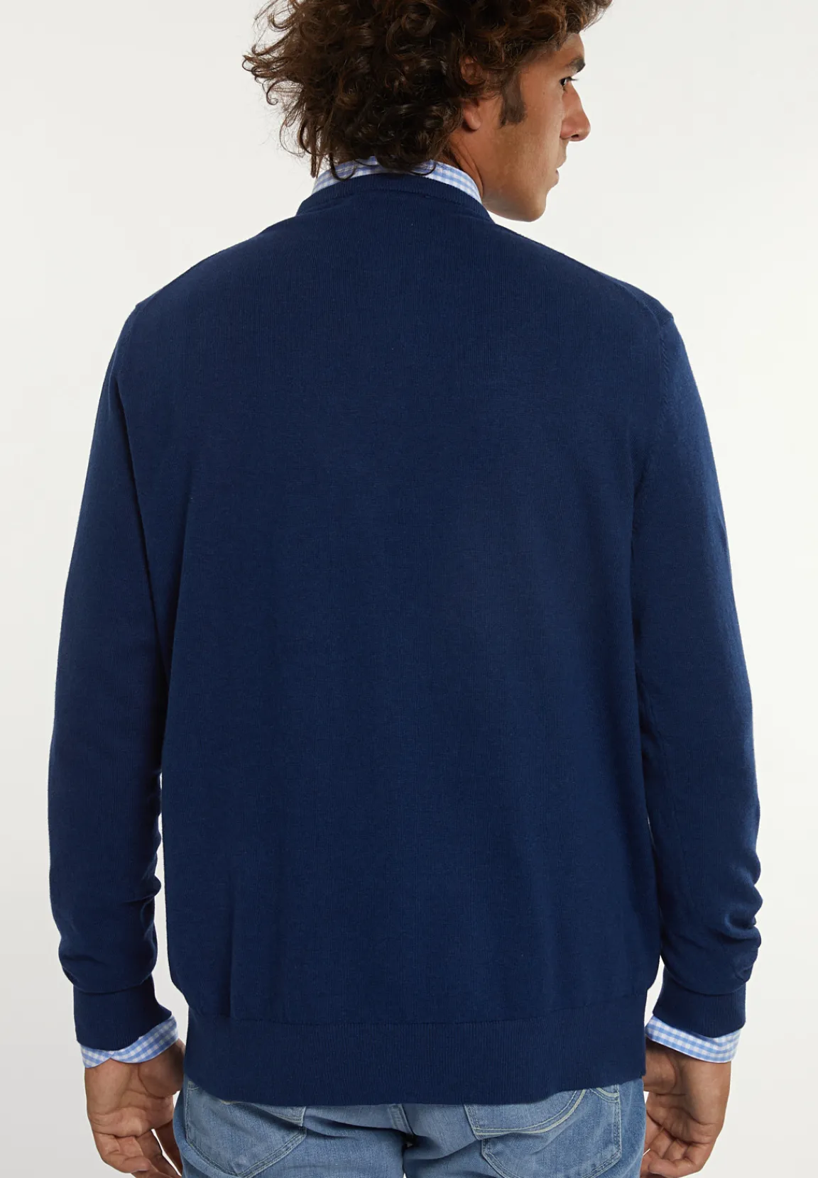 Fashion River Woods Normal fit katoenen basic trui ronde hals night denim mix -