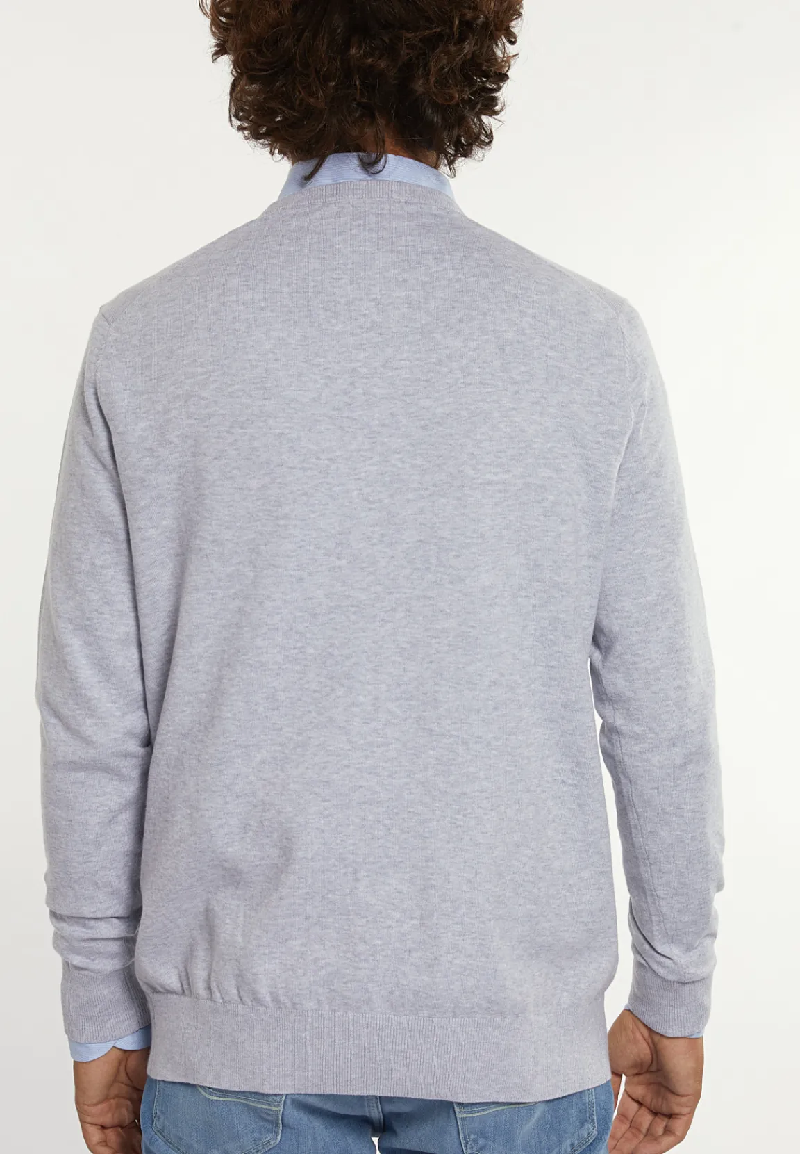 Clearance River Woods Normal fit katoenen basic trui ronde hals lt grey mix -