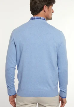 Fashion River Woods Normal fit katoenen basic trui ronde hals chambray mix -