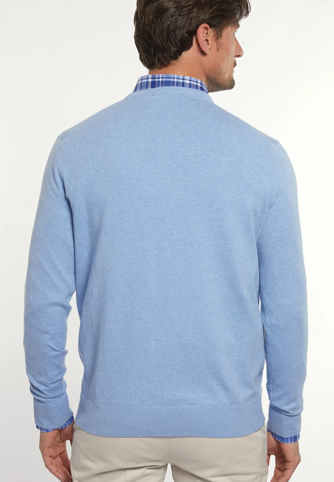 Fashion River Woods Normal fit katoenen basic trui ronde hals chambray mix -