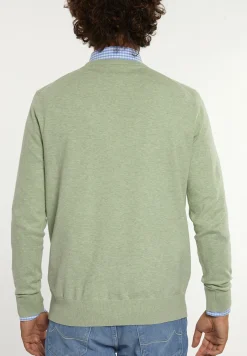 Sale River Woods Normal fit katoenen basic trui ronde hals matcha mix -
