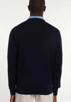 Clearance River Woods Normal fit katoenen basic V-hals trui navy -