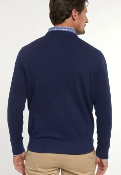 Fashion River Woods Normal fit katoenen basic trui ronde hals midnight blue -