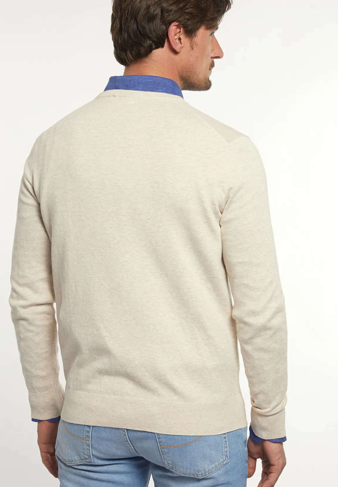 Outlet River Woods Normal fit katoenen basic trui ronde hals linen mix -