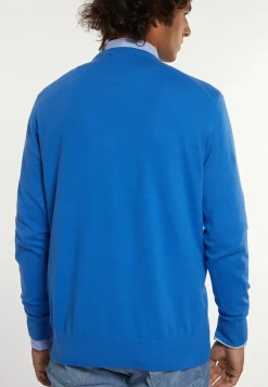 Hot River Woods Normal fit katoenen basic trui ronde hals azure -