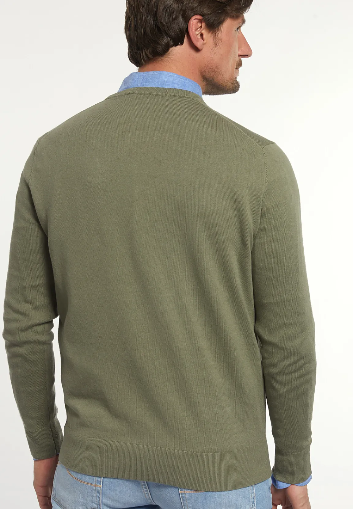 Best River Woods Normal fit katoenen basic trui ronde hals army green -