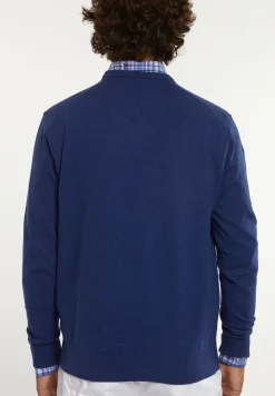 Hot River Woods Normal fit katoenen basic V-hals trui touareg blue mix -