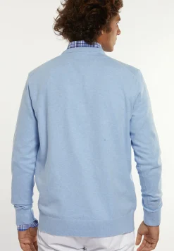 Discount River Woods Normal fit katoenen basic V-hals trui sea mix -