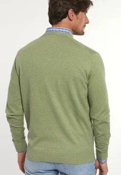 Clearance River Woods Normal fit katoenen basic V-hals trui savanna mix -