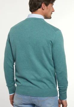 Discount River Woods Normal fit katoenen basic V-hals trui opal mix -