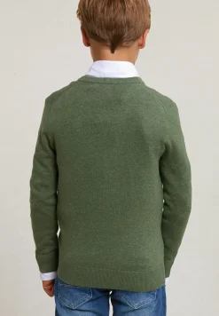 Discount River Woods Normal fit katoenen basic V-hals trui safari mix -
