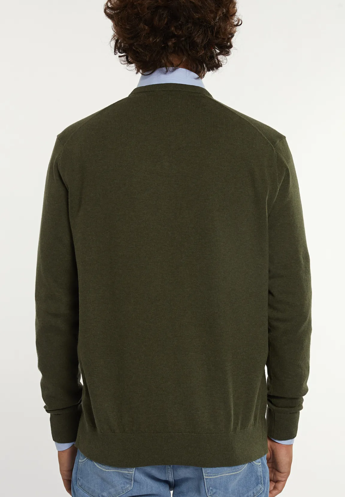 Fashion River Woods Normal fit katoenen basic V-hals trui jungle mix -