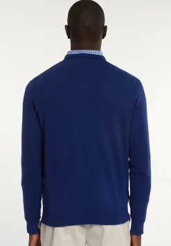 New River Woods Normal fit katoenen basic V-hals trui indigo mix -