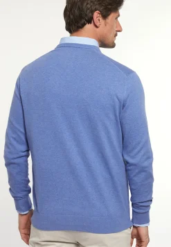 Clearance River Woods Normal fit katoenen basic V-hals trui ethnic blue mix -