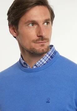 Fashion River Woods Normal fit katoenen basic trui ronde hals blue miles mix -