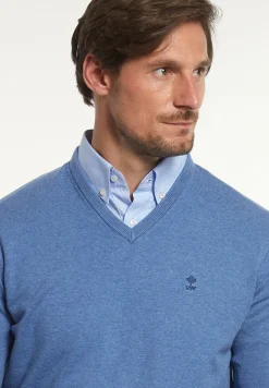 Online River Woods Normal fit katoenen basic V-hals trui paros blue mix -