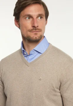 New River Woods Normal fit katoenen basic V-hals trui hazel mix -