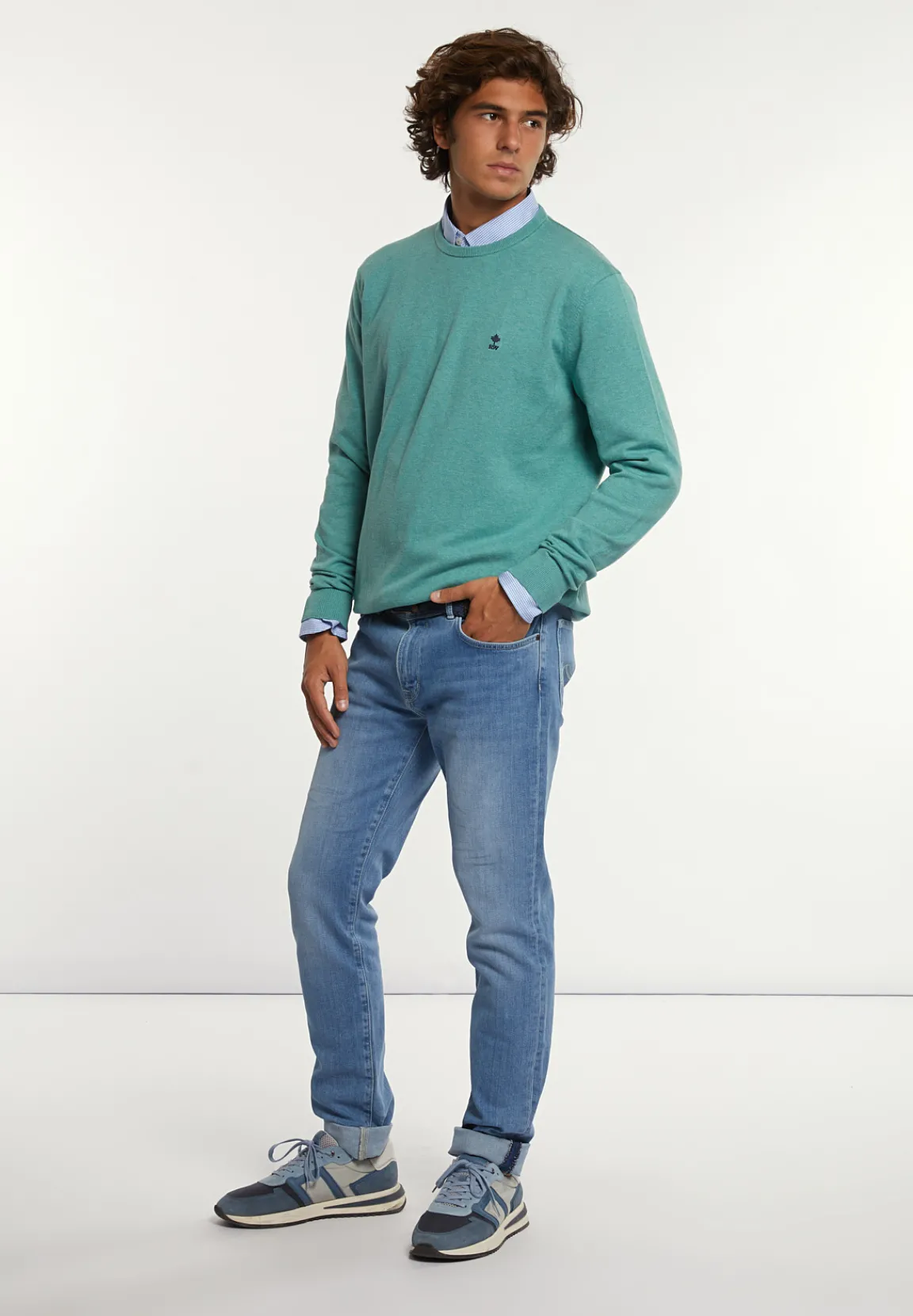 Outlet River Woods Normal fit katoenen basic trui ronde hals well mix -