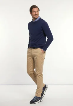 Fashion River Woods Normal fit katoenen basic trui ronde hals midnight blue -