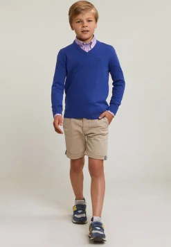 Clearance River Woods Normal fit katoenen basic V-hals trui lake mix -