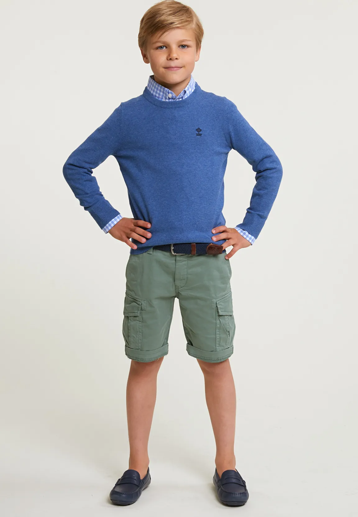 Clearance River Woods Normal fit katoenen basic trui ronde hals lake mix -