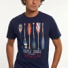 Discount River Woods Normal fit katoenen fantasie T-shirt midnight blue -