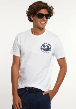 Outlet River Woods Normal fit katoenen fantasie T-shirt wit -