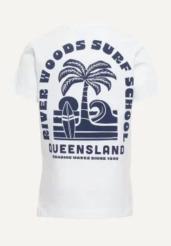 New River Woods Normal fit katoenen fantasie T-shirt wit -