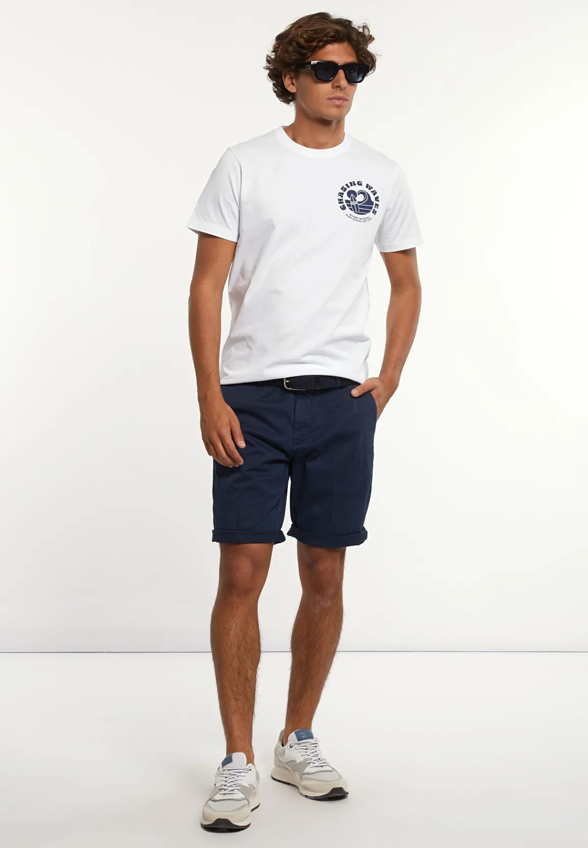 Outlet River Woods Normal fit katoenen fantasie T-shirt wit -