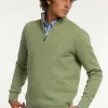 Online River Woods Normal fit katoenen trui opstaande kraag savanna mix -