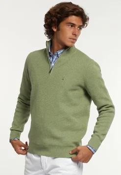 Online River Woods Normal fit katoenen trui opstaande kraag savanna mix -