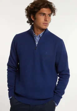 Discount River Woods Normal fit katoenen trui opstaande kraag twilight mix -