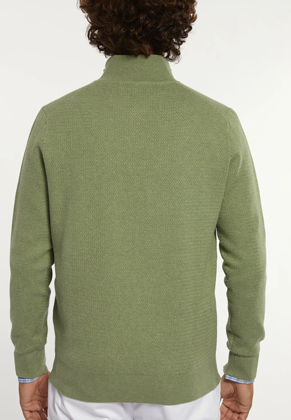 Online River Woods Normal fit katoenen trui opstaande kraag savanna mix -