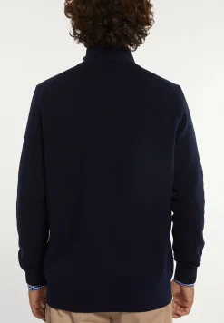 Clearance River Woods Normal fit katoenen trui opstaande kraag navy -