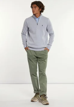 Best River Woods Normal fit katoenen trui opstaande kraag lt grey mix -