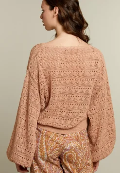 Online River Woods Oranje ajourtrui met pofmouwen -