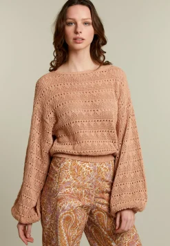 Online River Woods Oranje ajourtrui met pofmouwen -