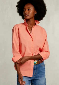 Best River Woods Oranje effen gecentreerde blouse -