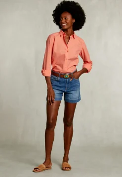 Best River Woods Oranje effen gecentreerde blouse -