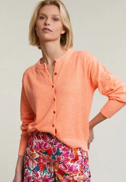 Best River Woods Oranje geknoopte cardigan ronde hals -