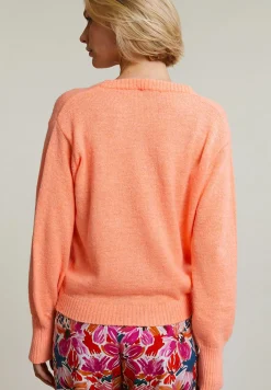 Best River Woods Oranje geknoopte cardigan ronde hals -