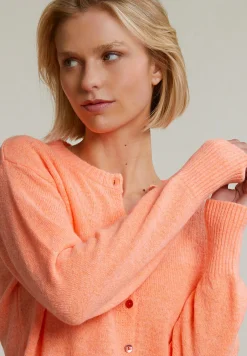 Best River Woods Oranje geknoopte cardigan ronde hals -