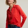 Hot River Woods Oranje geknoopte polo V-hals T-shirt -