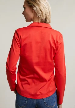 Hot River Woods Oranje geknoopte polo V-hals T-shirt -