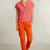 New River Woods Oranje katoenen broek elastische taille -