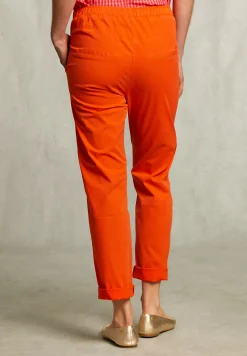 New River Woods Oranje katoenen broek elastische taille -