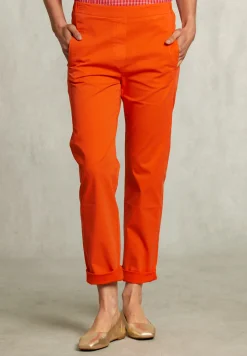 New River Woods Oranje katoenen broek elastische taille -